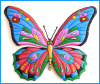 Butterfly wall art, Painted metal butterfly wall hanging - Colorful garden decor - 24".